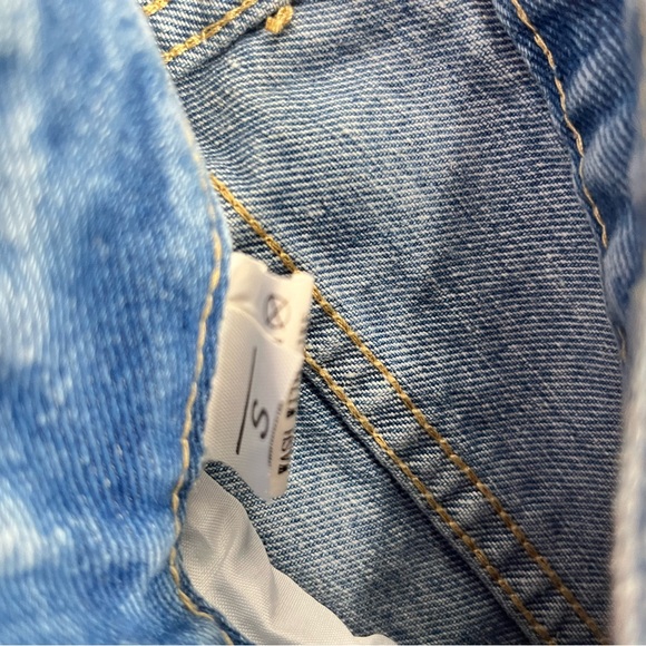 Womens DESU Light Wash Ripped Distressed Wide Leg High Rise Denim Jeans Size S - Picture 6 of 8